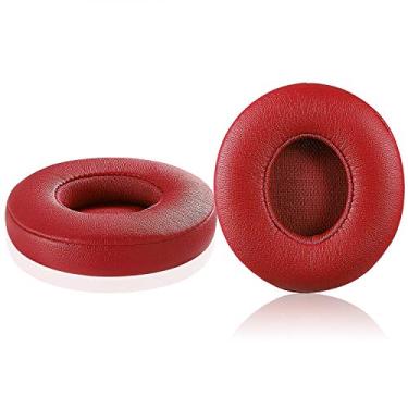 Imagem de Almofadas de substituição com fio Solo 2 – Proteína de couro e espuma viscoelástica para fones de ouvido Beats Solo2 com fio da Dr. Dre apenas (não serve para os fones de ouvido Solo 2.0/3.0), Vermelho