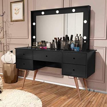 Imagem de Penteadeira Camarim 5 Gavetas E Led Anaisa Preto Basoto