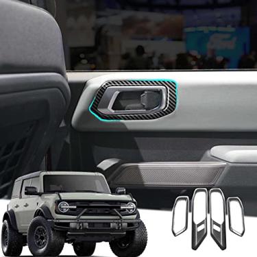 Imagem de GZBFTDH Moldura da maçaneta da porta do carro, compatível com Ford Bronco 2021, adesivo protetor do acabamento da tampa da maçaneta da porta interna decoração de interiores