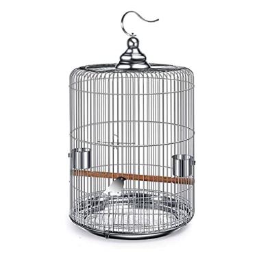 Imagem de Gaiolas de pássaro de aço inoxidável grande gaiola de reprodução de papagaio suspenso acessórios de metal para animais de estimação gaiola de voo (tamanho: modelo 40)