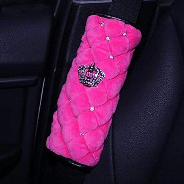 Imagem de Conjunto de capas de íons universais: Capa de volante da rainha para mulher cinto de segurança de carro Shouldads capa de mudança de marcha Bling Crown Decor Car