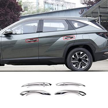 Imagem de PIUGILH Apto para Hyundai Tucson L NX4 2021 2022 2023 Capa de maçaneta de porta, capa de moldura protetora de guarnição de maçaneta externa (prata)