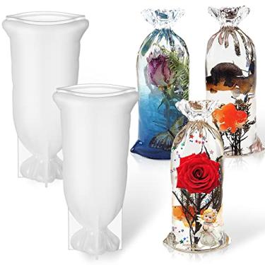 Imagem de 2 peças de moldes de resina para saco de sorte, moldes de silicone para fundição de resina, molde de epóxi, joias 3D, moldes de fundição de resina, grande, resina epóxi, artesanato para mesa de casa, faça você mesmo, preservação de flores