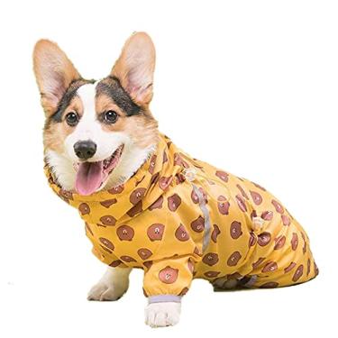 Imagem de Capa de chuva para cães de cobertura completa jaqueta de chuva impermeável com tira refletiva poncho ajustável para cães pequenos, médios grandes, amarelo, GG (7