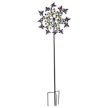 Imagem de Yajun Estacas giratórias de metal para jardim requintadas, moinho de vento de borboleta, decoração de arte de jardim, adereços giratórios para festas