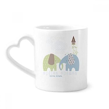 Imagem de Caneca Splash Elefante Azul Verde Chuva Café Cerâmica Copo Coração Vidro