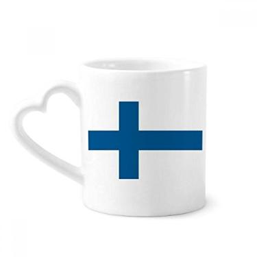 Imagem de Caneca com bandeira nacional da Finlândia Europa país caneca café cerâmica copo de coração de vidro