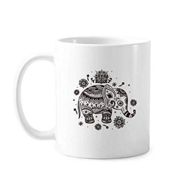 Imagem de Nation Elefante Flor Preto Azul Animal Caneca Cerâmica Café Porcelana Utensílios de Mesa