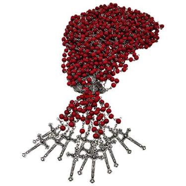 Imagem de Talisman4U Lote de 12 contas de terço colar católico pétala de rosa rosários perfumados cruz de Jerusalém presente religioso da terra sagrada, sândalo