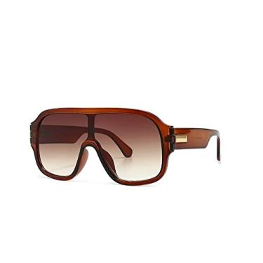 Imagem de Óculos de sol grandes de uma peça preto bege para mulheres vintage quadrado óculos de sol masculino gradiente punk tons uv400 armação grande, 7, tamanho único