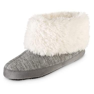 Imagem de isotoner Pantufa feminina de malha mesclada com espuma viscoelástica reciclada e confortável, Cinza mesclado, 8-9