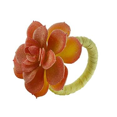 Imagem de Conjunto 4 Anéis para Guardanapos de Plástico Flor Vermelha 7cm x 6cm - Wolff