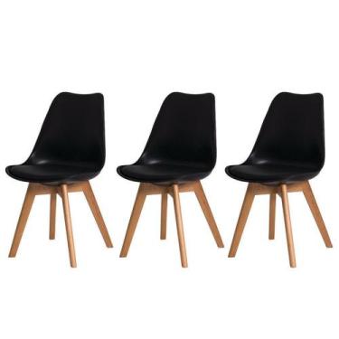 Imagem de Kit 3 Cadeiras Mesa Sala De Jantar Saarinen Design Leda Wood Preta - B