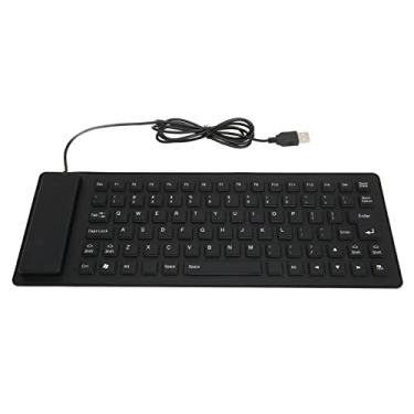 Imagem de Teclado de silicone de 85 teclas, teclado padrão com fio USB dobrável à prova d'água Teclado flexível para PC Notebook Laptop(Black)