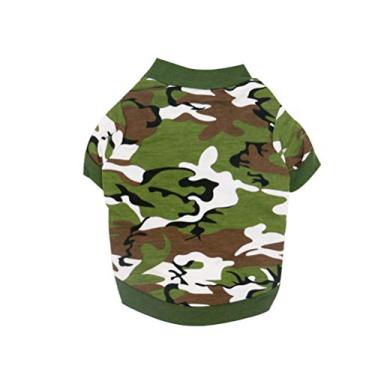 Imagem de Camiseta listrada para cães com camuflagem respirável de algodão casual, colete para filhotes de cachorrinho para uso ao ar livre para cães PP