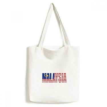 Imagem de Bolsa de lona com nome da bandeira da Malásia bolsa de compras casual bolsa de mão