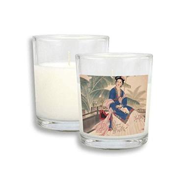 Imagem de Flor de folha branca azul rosa roupas velas brancas incenso cera perfumada de vidro