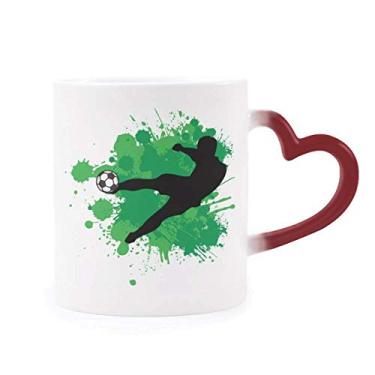 Imagem de Caneca Penalty kick futebol futebol esportivo sensível ao calor Caneca vermelha muda de cor