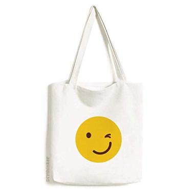Imagem de Blink Smile Yellow Face Ilustration Pattern Tote Canvas Bag Shopping Satchel Casual Bolsa
