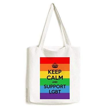 Imagem de Bolsa de lona LGBT com bandeira bissexual, transgênero, gay, lésbica, bolsa de compras, bolsa casual