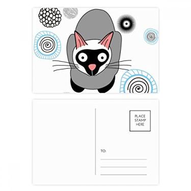 Imagem de Cartão postal siamês gatinho cinza conjunto de cartões postais de aniversário cartão de agradecimento