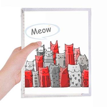 Imagem de Caderno de desenho animado fofo gato Mewing Protect Animal Pet Lover diário de folhas soltas recarregável