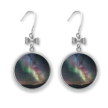 Imagem de Galáxia belas estrelas brincos de laço escuro gancho perfurado