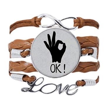 Imagem de DIYthinker Pulseira de gesto personalizada OK Outline com pingente de corda para presente