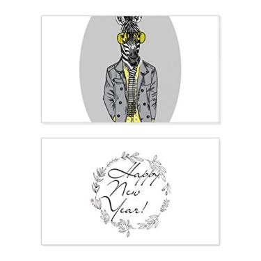 Imagem de Copos amarelos Pinto Cinza Popular Animal Ano Novo Festival Cartão Bless Mensagem Presente