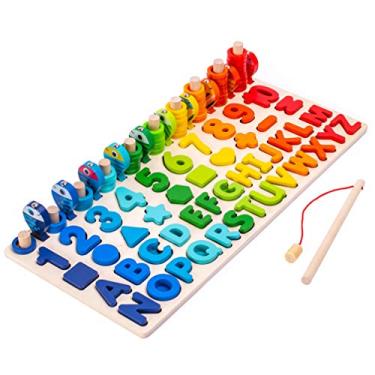 Imagem de STOBOK 1 Conjunto Infantil de Madeira Montessori Brinquedos de Matemática Quebra-Cabeça de Madeira Brinquedos de Pesca para Classificação Pré-Escolar Brinquedos de Aprendizagem