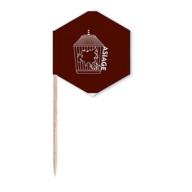 Imagem de Mapa Gaiola Continente Ásia, Art Deco, Presente Fashion Palito de Dente Bandeiras de Cupcake Palitos de Festa Celebração