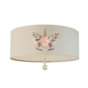 Imagem de Luminária Plafon Infantil Unicórnio Cúpula Cinza 40x15 2E27