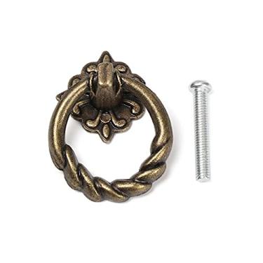 Imagem de Estilo Retro Anel Alças de Bronze Guarda-roupa Puxa Armário de Furo Único Puxar Maçanetas Auxiliares Multiuso para Móveis Duráveis, 5