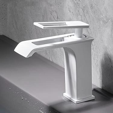 Imagem de Torneira para lavatório, misturador de banheiro, preto, torneira em cascata, quente, frio, lavatório, torneira misturadora para banheiro, branco