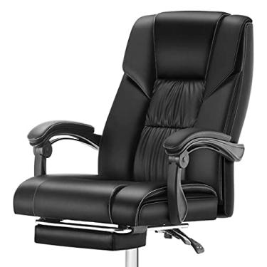 Imagem de Cadeira executiva comercial ergonômica de couro colado com encosto alto, cadeira de mesa ergonômica de computador de 300 libras com rodas e apoio lombar ajustável cadeira de couro PU com encosto alto