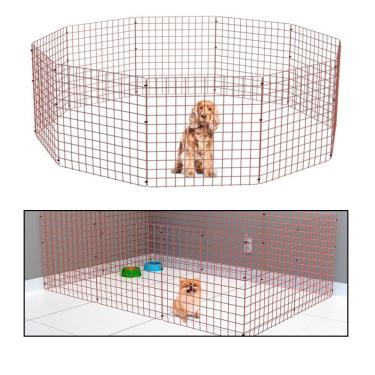 Imagem de Cercado Móvel para Cachorro Pequeno Porte Cercadinho Articulado Pet 10 Telas 60cm Altura Rose