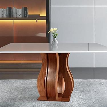 Imagem de Mesa para Sala de Jantar 135x135cm Tampo Vidro/mdf Nuance Yescasa Castanho Prêmio/off white