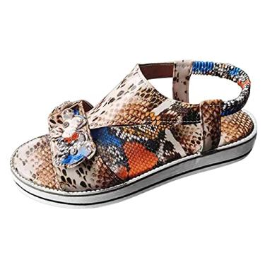 Imagem de Sandálias rasteiras femininas de strass elástico moda casual floral cristal sandálias confortáveis sapatos de praia sapatos baixos casuais femininos (bege, 10)