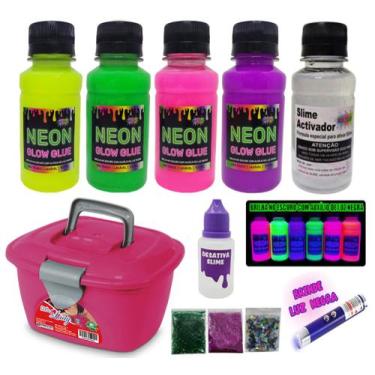 Imagem de Mini Kit Para Fazer Slime Colas Neon + Luz Negra - Ineslime