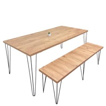 Imagem de Mesa De Jantar 4 A 6 Lugares Industrial Rústica + Banco Antiqua 180x90 Cm