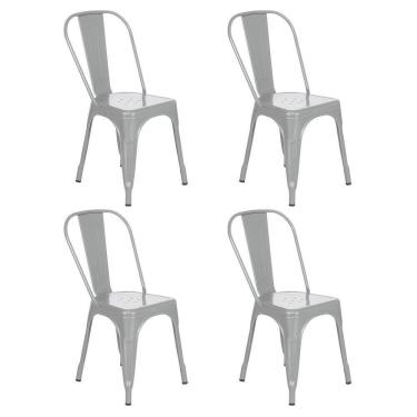 Imagem de Kit 4 Cadeiras Iron Tolix Design Industrial Cozinha Bar Prata Prata