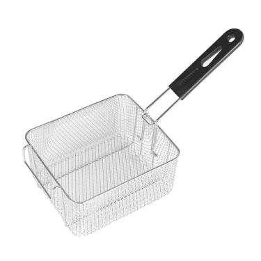 Imagem de Generic Fritadeira de aço inoxidável, suporte para batatas fritas com alça, cesta de servir para frango, asa, anéis de cebola, churrasco, casa, 20cmx17.2cmx10.5cm