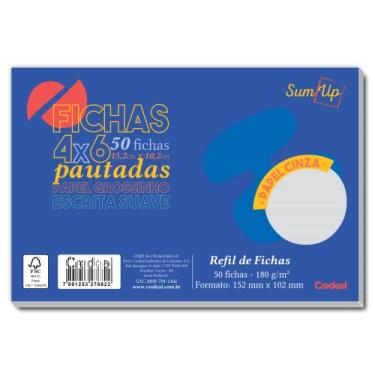 Imagem de Ficha 4 X 6 Pautada Papel Cinza 50 Folhas