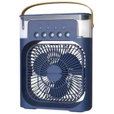 Imagem de Ventilador Portátil de Mesa Mini Ar Condicionado Umidificador Climatizador Pode Colocar Gelo Luz Led (Azul)