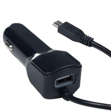 Imagem de Carregador Veicular Para Celular Rapido Micro USB Macho V8 + 1 Entrada USB Carregador Viagem Carro
