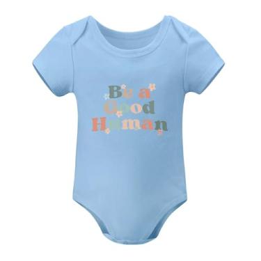 Imagem de SHUYINICE Macacão infantil engraçado para meninos e meninas macacão premium para recém-nascidos Be A Good Human Baby Onesie, Azul-celeste, 18-24 Months