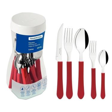 Imagem de Faqueiro Talheres Leme Inox 20 Peças Tramontina Cores Cor:vermelho Vermelho