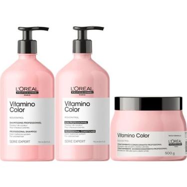 Imagem de Kit Loreal Vitamino Color Shampoo Condicionador 750ml Másc. - L'oréal