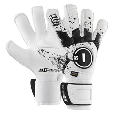 Imagem de N1 Goalkeeper gloves Horus 2.0 Elite Luvas de Goleiro Adulto para Futebol Profissional com Corte Padrão. De Látex Alemão com Fechamento de Dupla Volta. Grande Amortecimento e Proteção. Branco. 11