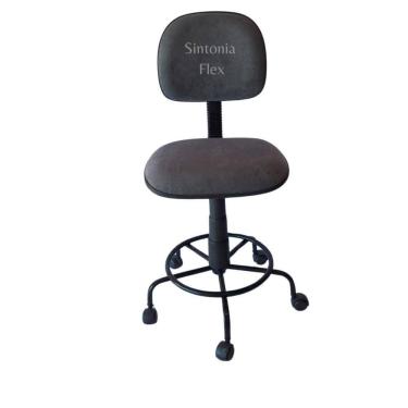 Imagem de Cadeira  secretaria  com regulagem de altura - base de ferro - rodízio e apoio de pé suede cinza